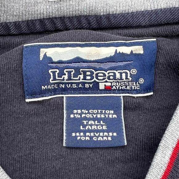 Vintage LL Bean Russell Athletic Single V Neck Blue Blank Sweatshirt Essential L - Picture 2 of 9